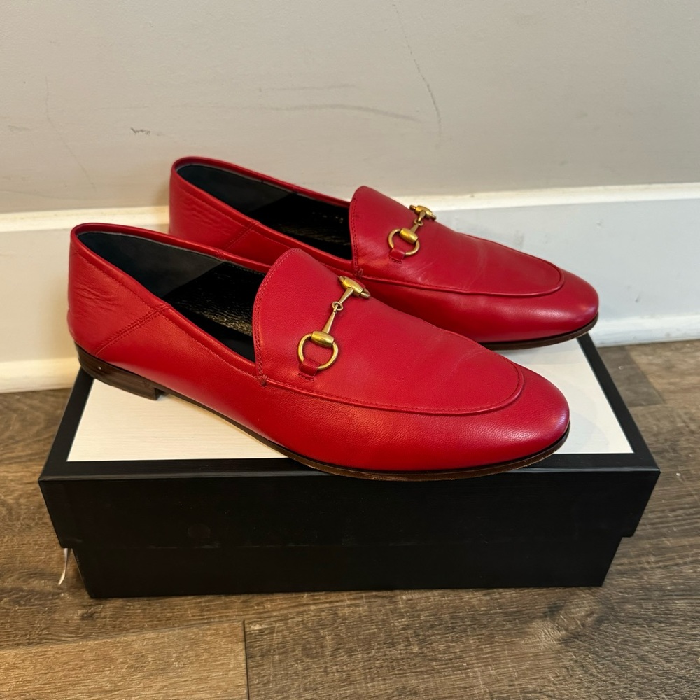 Gucci Brixton Horsebit - Hibiscus Red loafers size 42 with box
